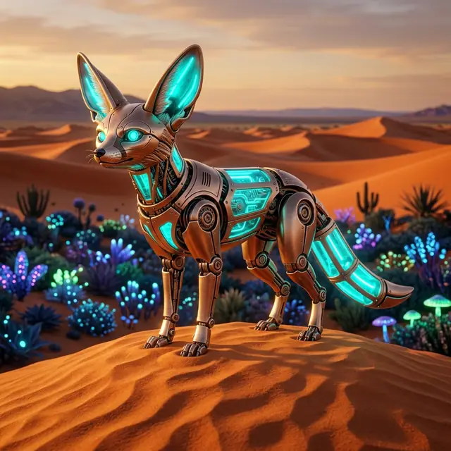 Aura, the mechanical fennec fox mascot