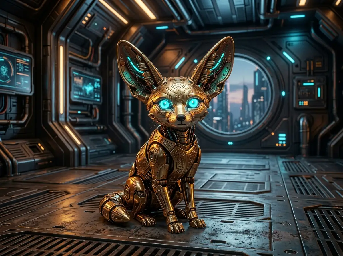 Futuristic metallic room